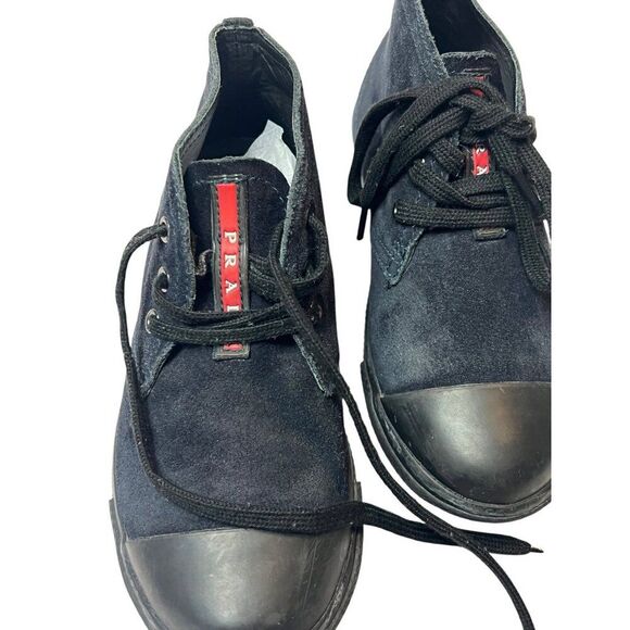 Prada Kids Navy Suede Leather High-Top Sneakers Boots Lace-Up Size EUR 29 - Picture 8 of 9